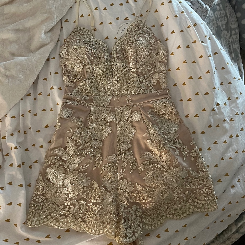 Lace embroidered romper formal Jump suit play suit